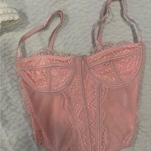 La Hearts Pink Lace Bustier